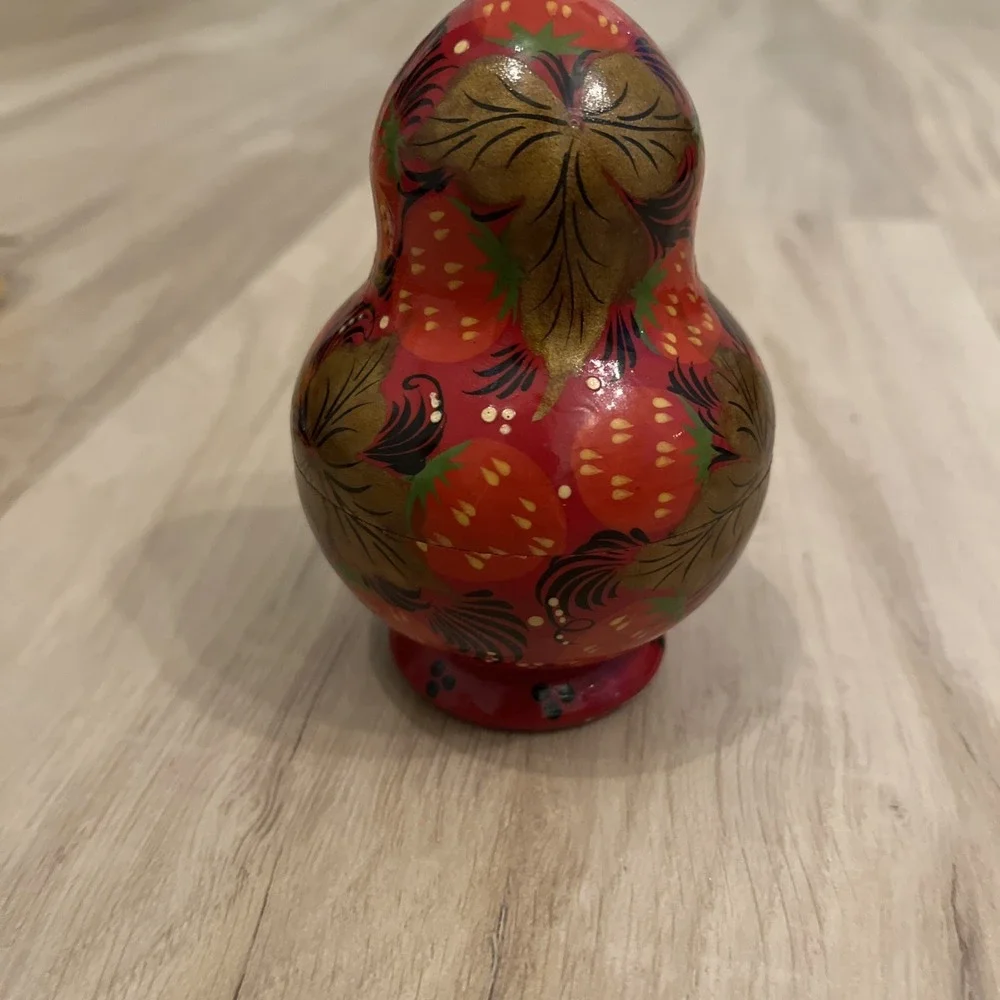 Vintage R. Ceprueb Nocag 5pc Nesting Dolls - Strawberry Theme - Artist Signed‎